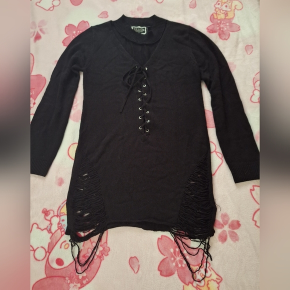 SOLD Killstar Hell in Harlow Distressed Sweater Dress - Picture 2 of 4